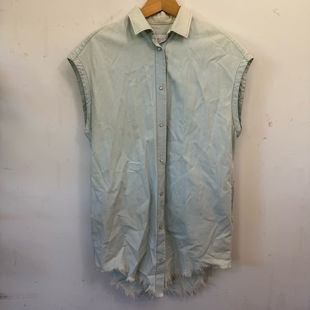 IRO Light Blue Denim Sleeveless Shirt S